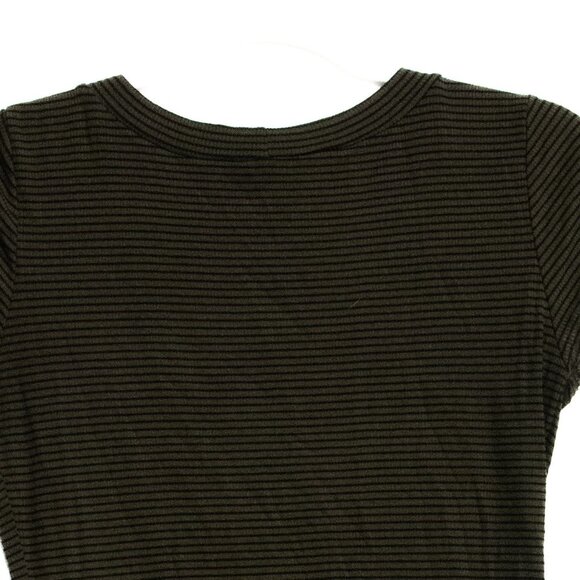 Black & Olive Striped Short Sleeve Bodycon Dress Size M - Picture 6 of 8